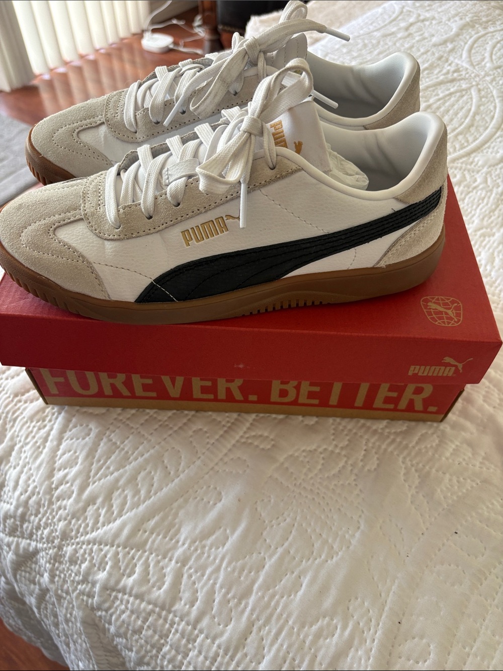 Puma White Sneakers with Black Formstrip and Gum Sole